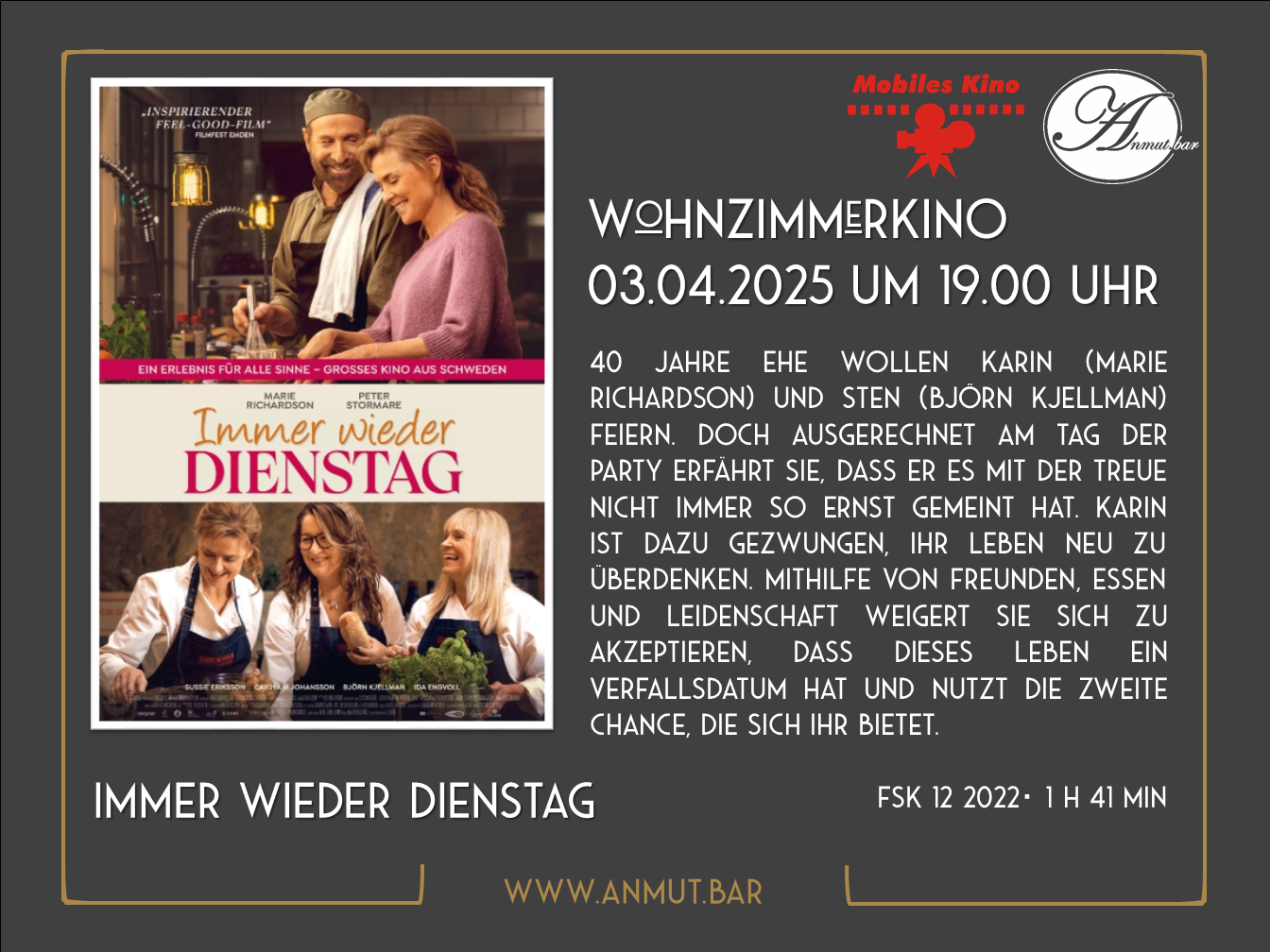 Wohnzimmerkino: „Immer wieder Dienstag“