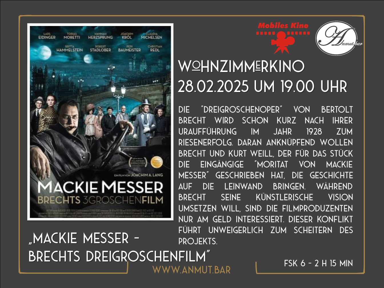 Wohnzimmerkino: „Mackie Messer – Brechts Dreigroschenfilm“