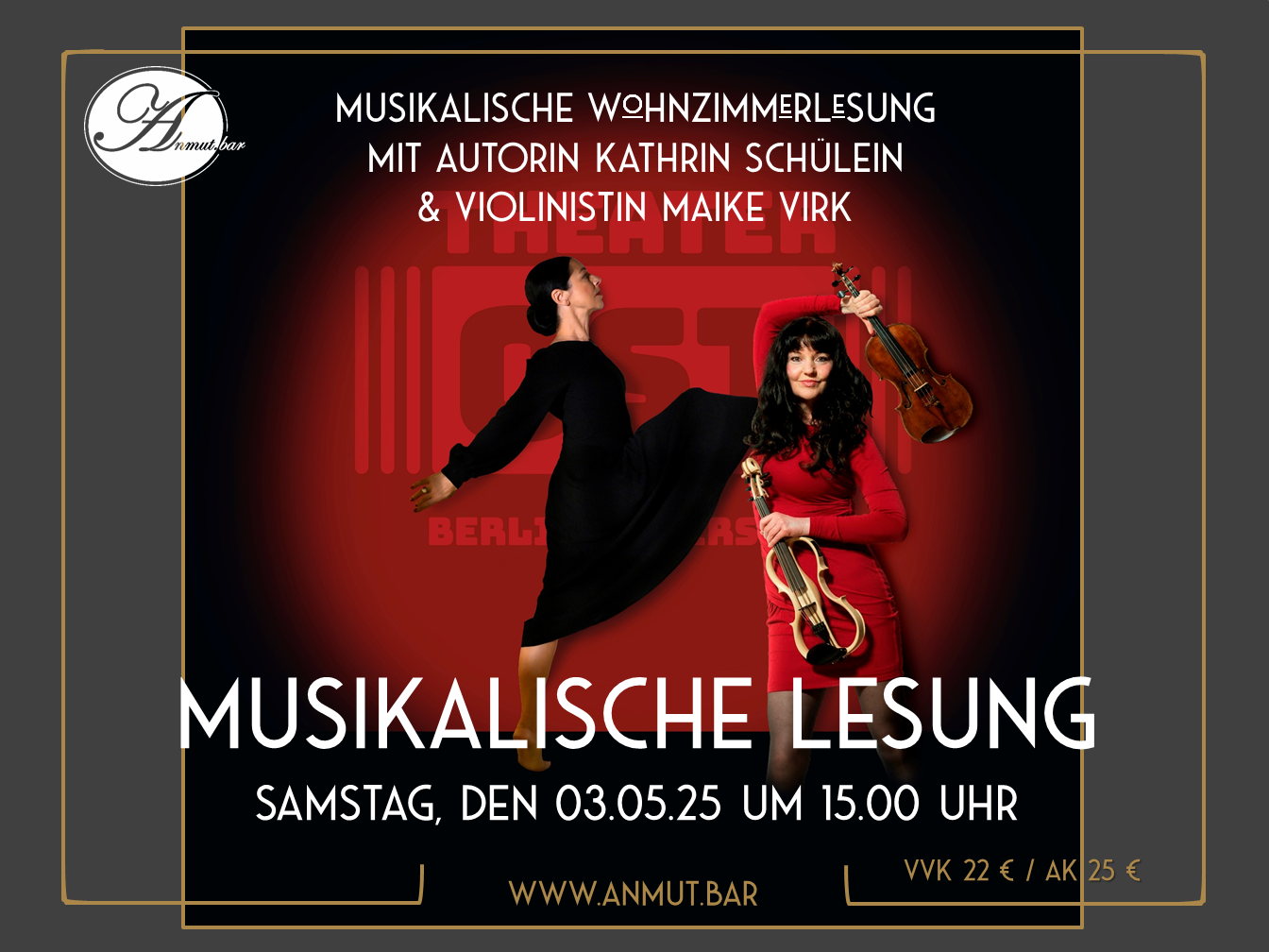 wohnzimmerlesung: Musikalische Lesung mit Autorin Kathrin Schülein & Violinistin Maike Virk
