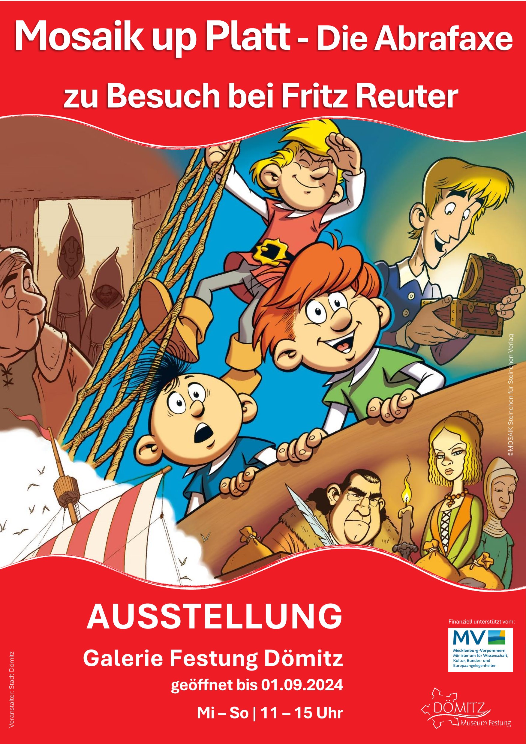 Plakat MOSAIK-/Reuter-Ausstellung Festung Dömitz © ;OSAIK Steinchen für Steinchen Verlag