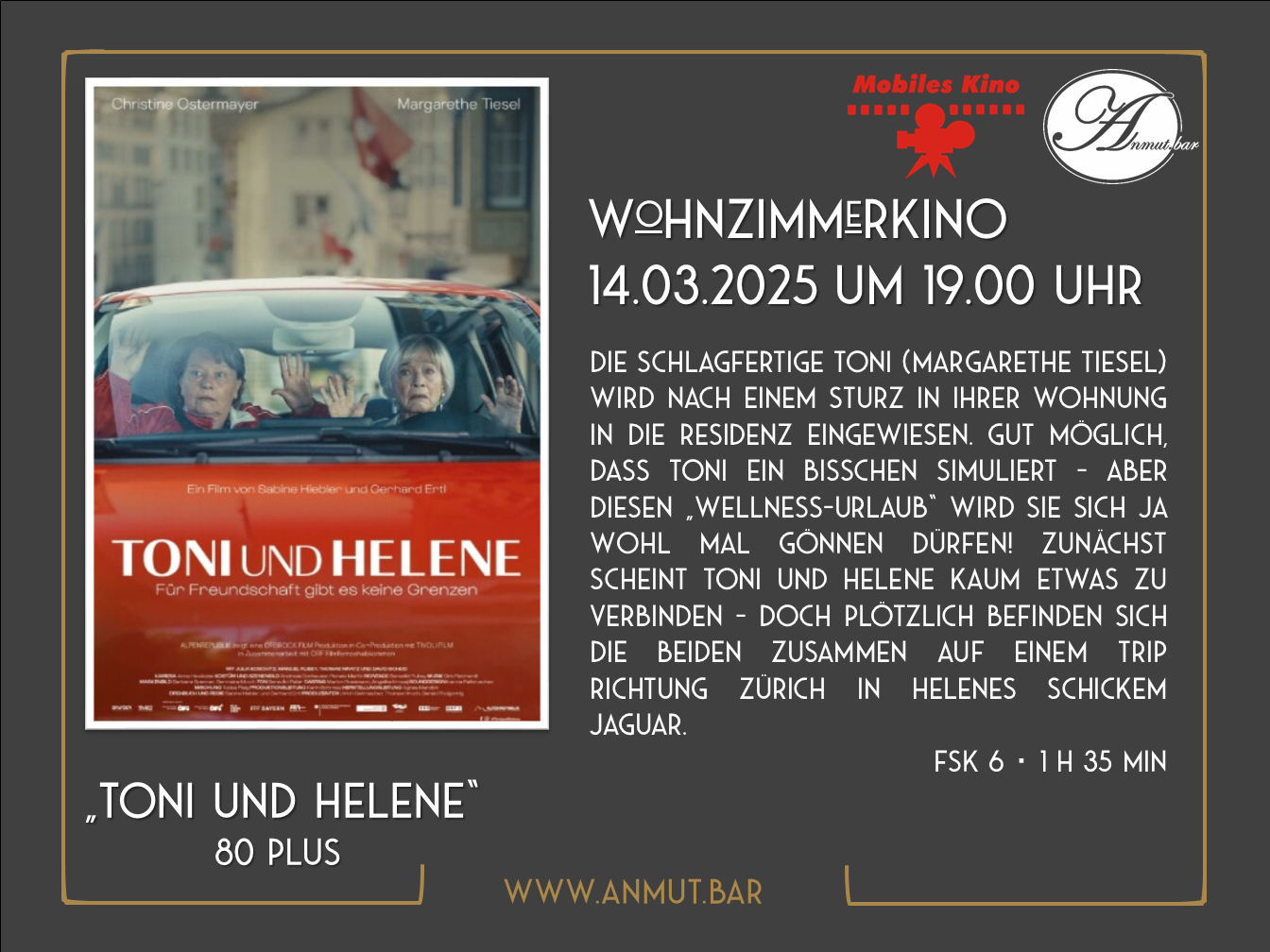 Wohnzimmerkino: „Toni und Helene“