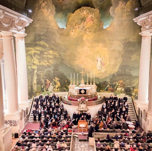 Die Ludwigsluster Stadtkirche mit dem Altarbildder Weihnachtsbotschaft © Förderverein Schloss Ludwigslust e.V.